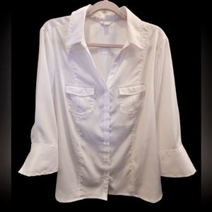 White Button Down Shirt Womens Business Casual Top Cato Sz 18/20